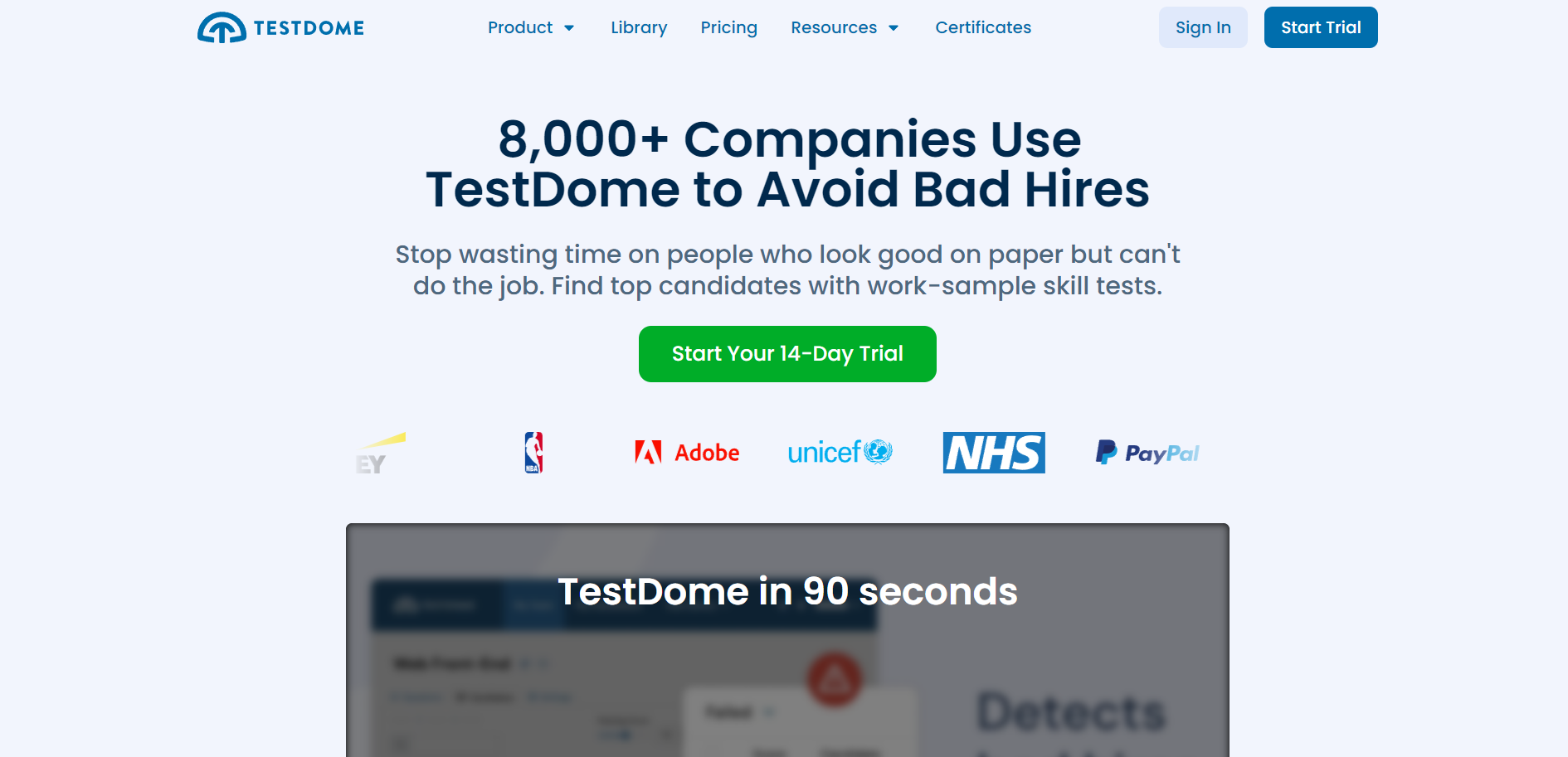 testdome talent assessment software