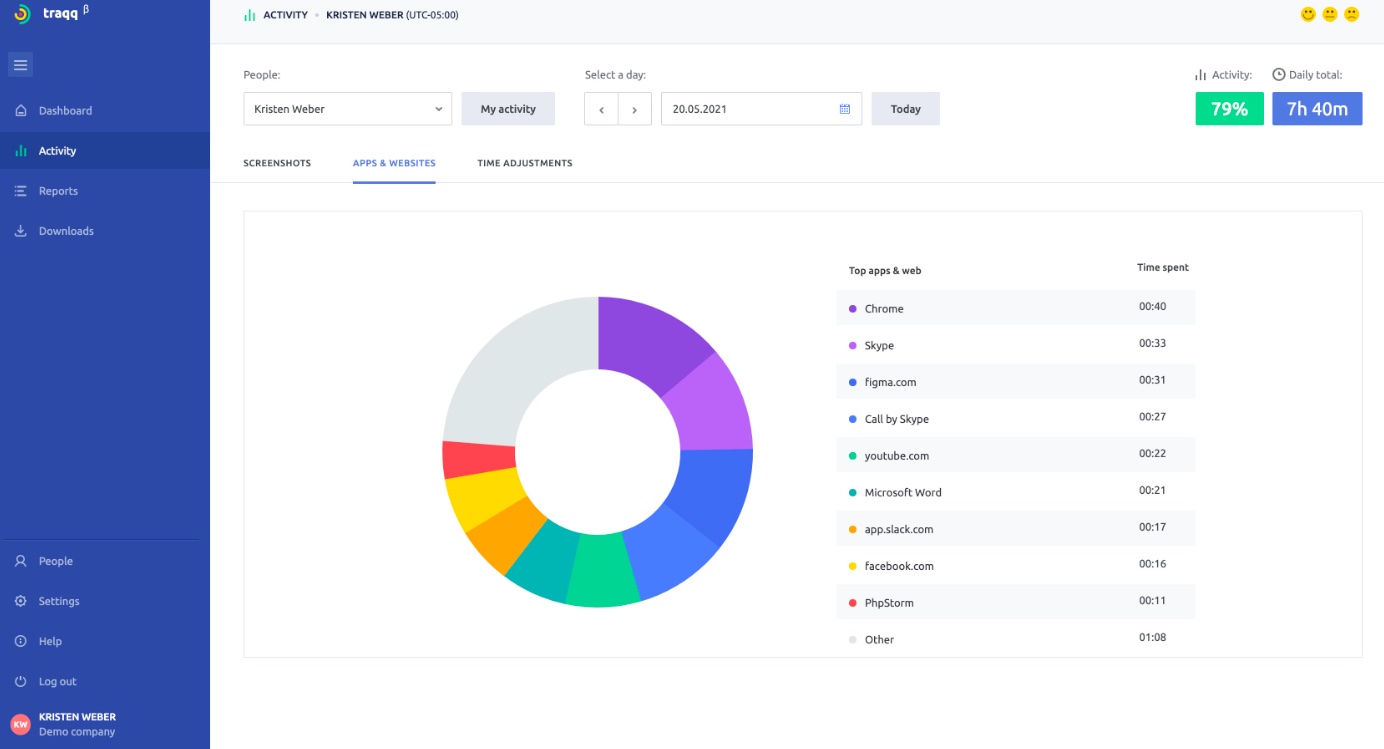 Traqq time tracking app