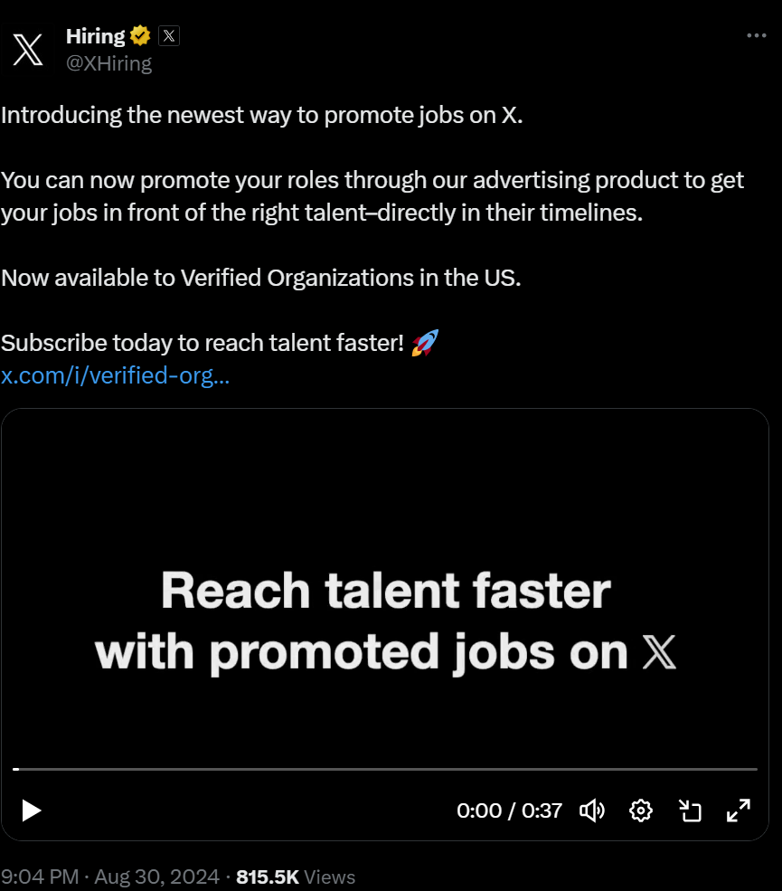 social media recruiting update on X