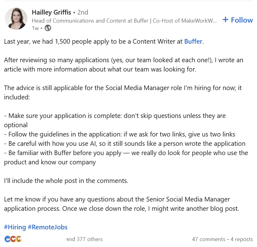 Social media recruitment campaign example