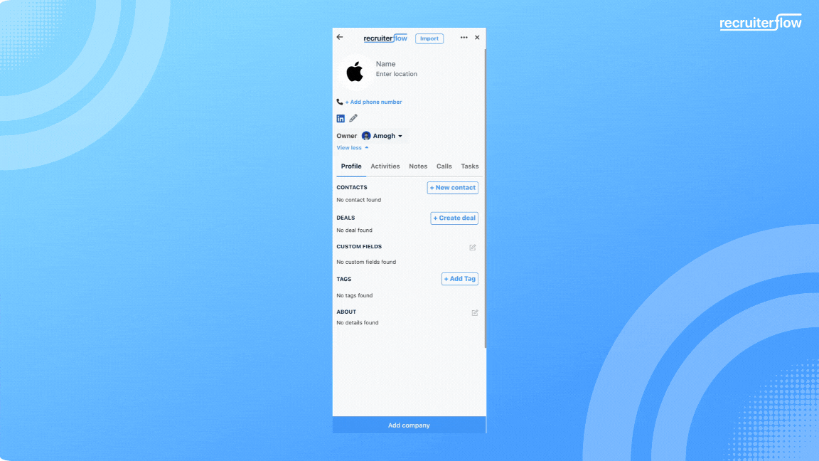 Source Companies and Deals directly through the Recruiterflow extension