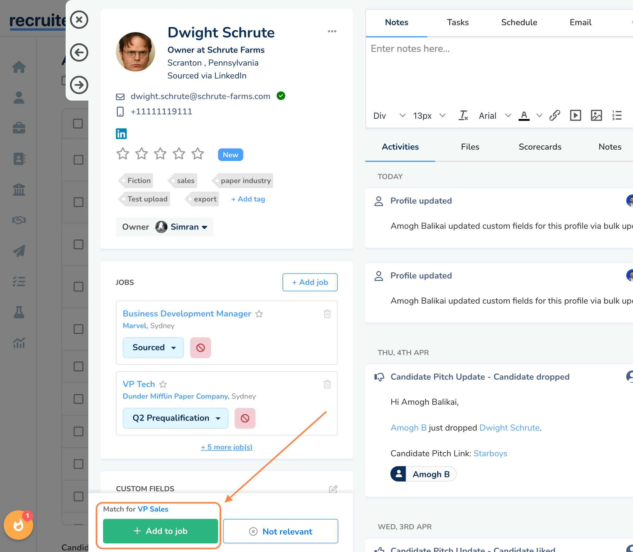 Adding filtered candidates to jobs