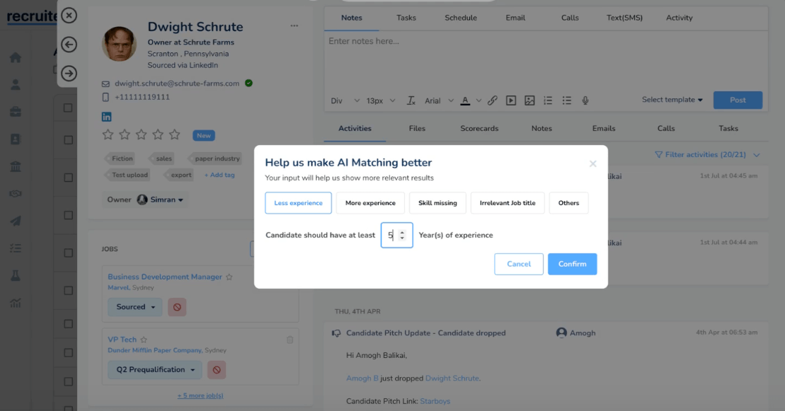 Feedback for algorithm improvement