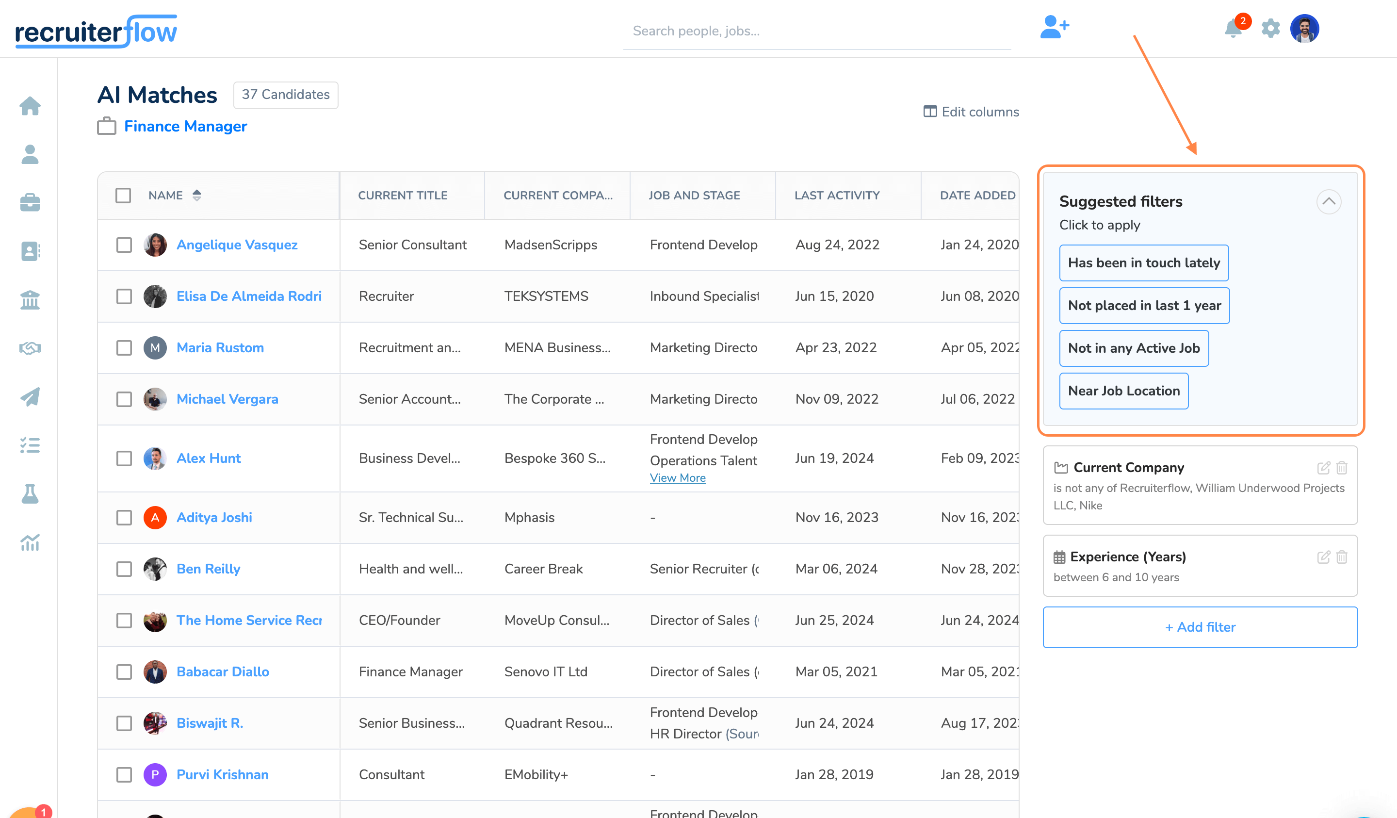 Refining candidates with filters
