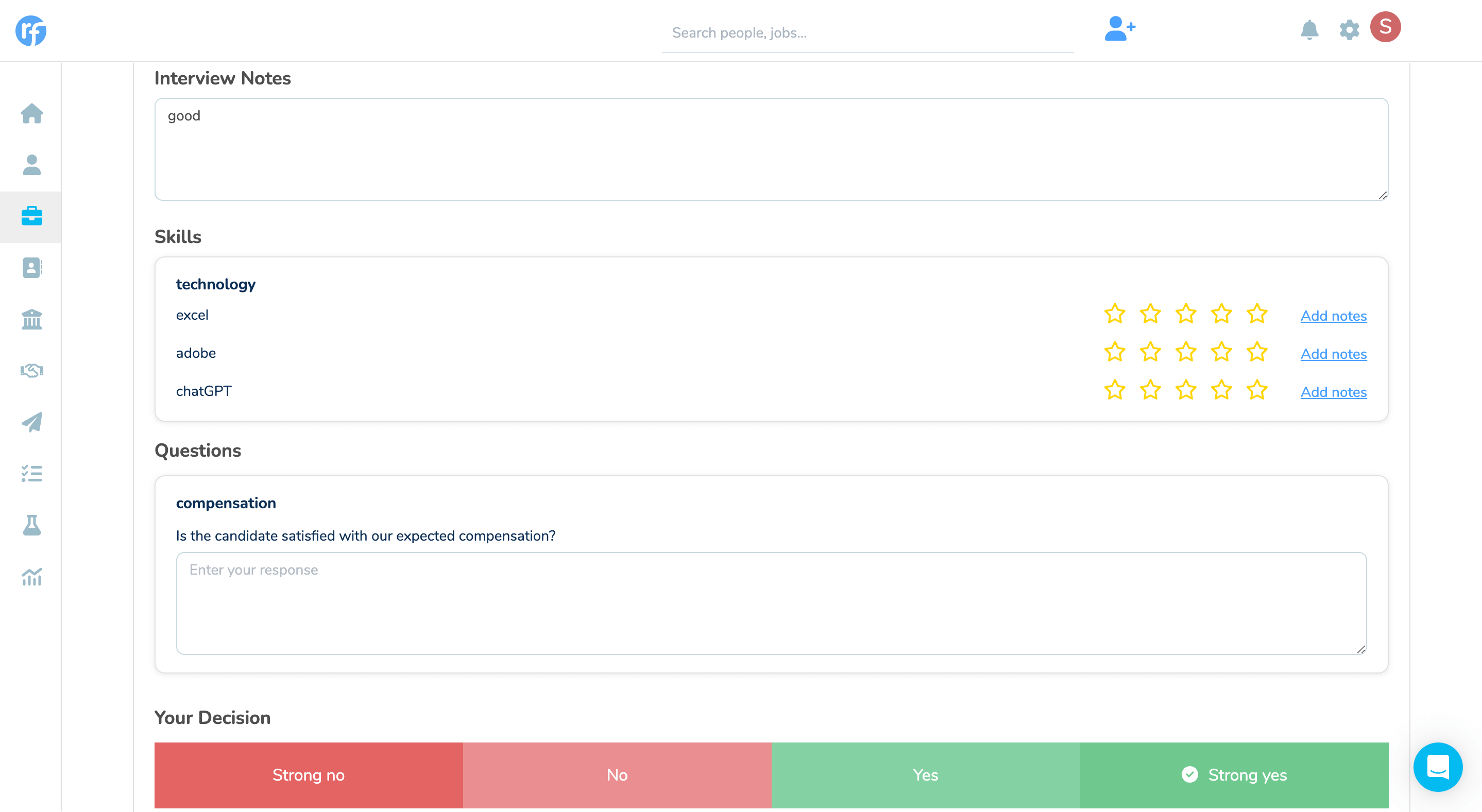 recruiterflow interview scorecards