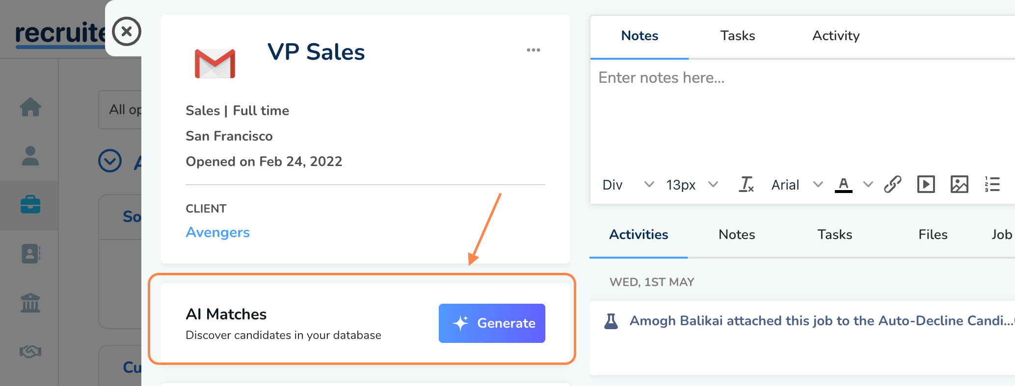 use recruiterflow ai matching system