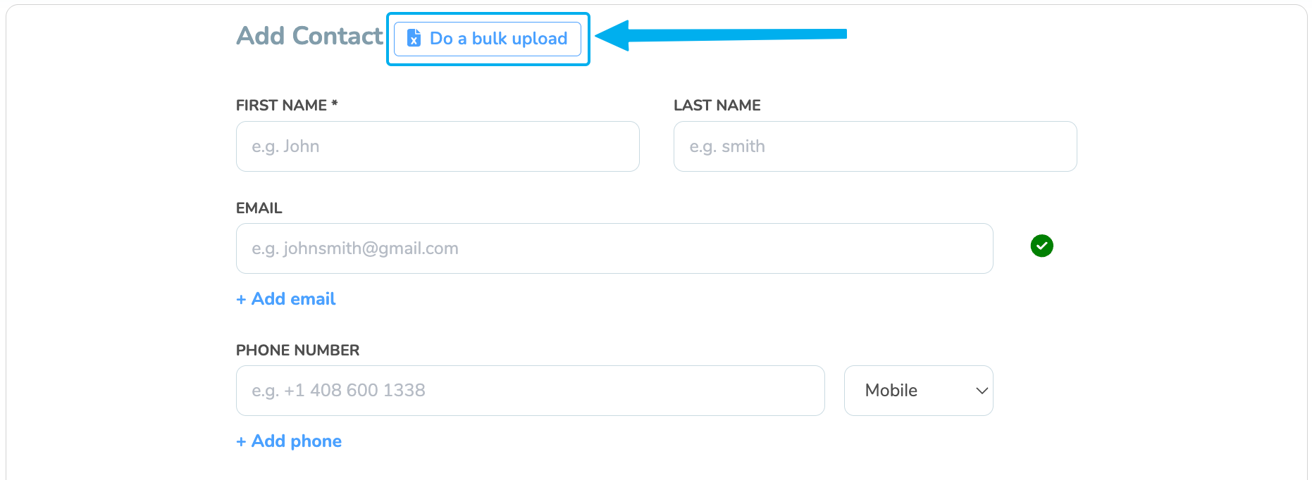 bulk upload contact data