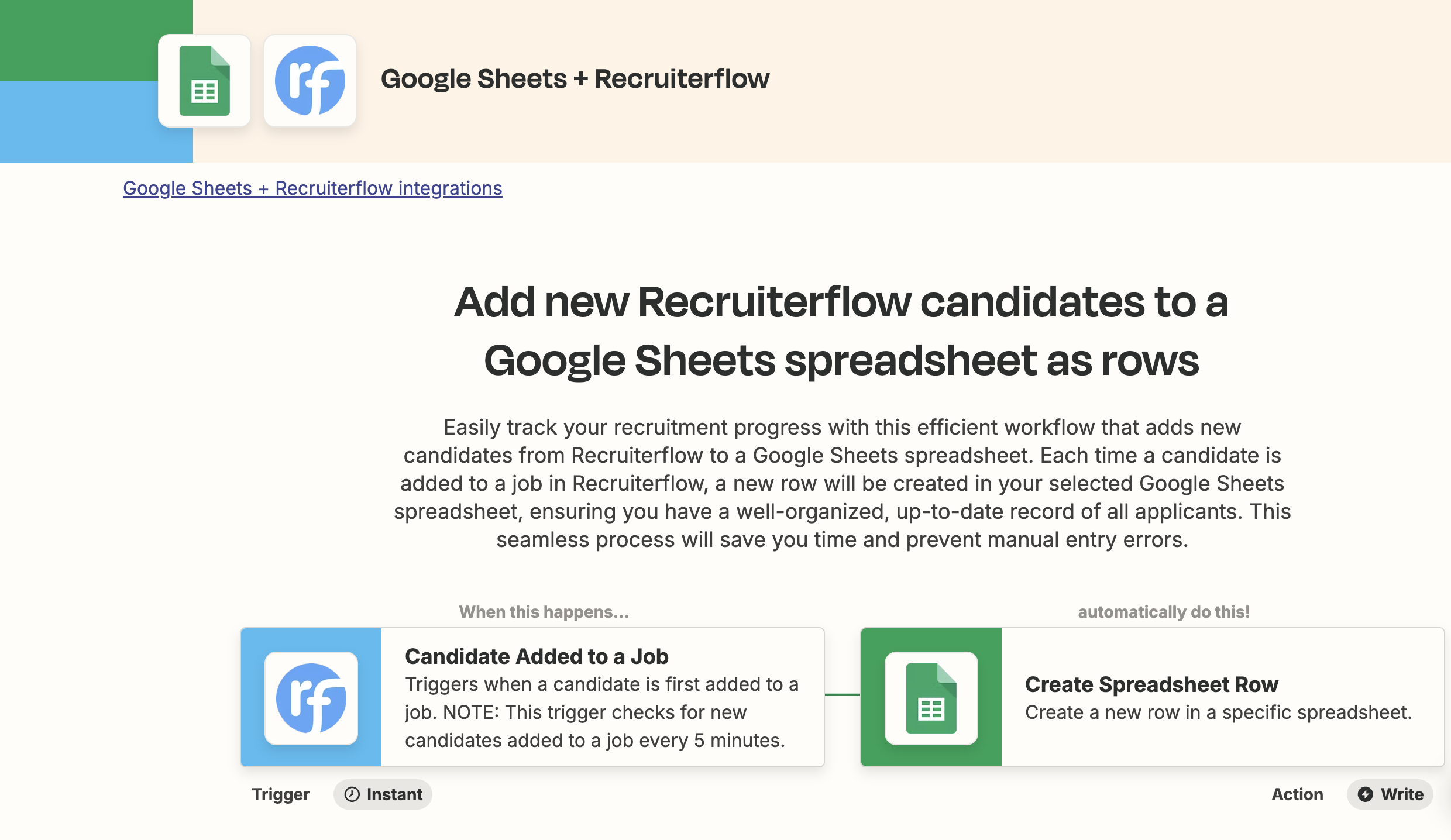 connect recruiterflow with google sheets
