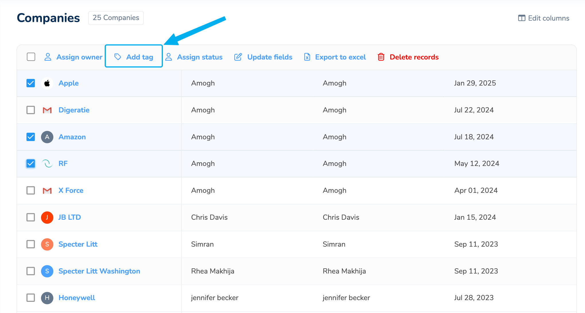organize prospects with tags