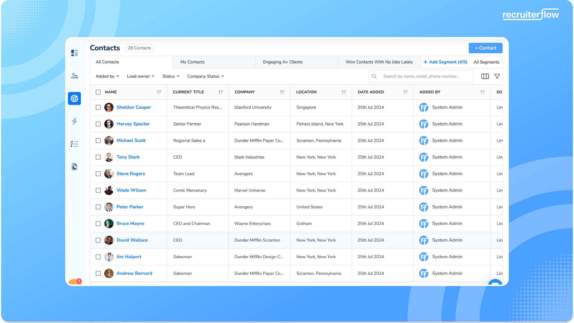 The all new Contacts Page in Recruiterflow