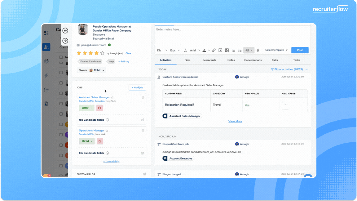 A new way to add job specific data onto candidate profiles