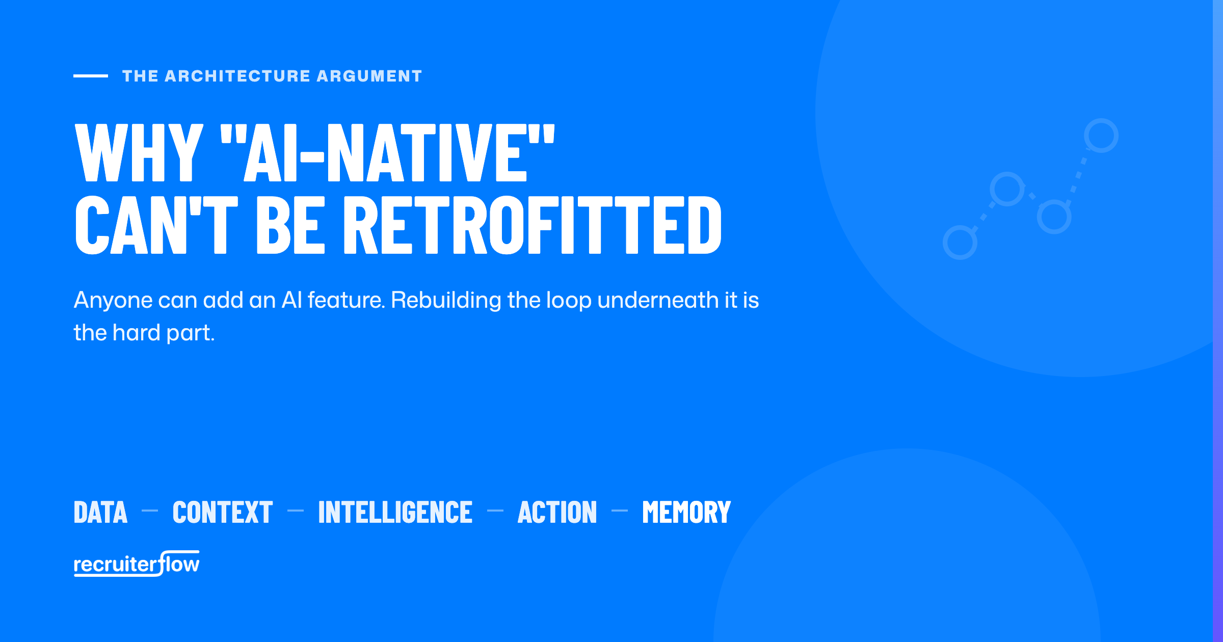 AI-native recruiting software is a platform where AI is built into the data and workflow architecture, so it can access recruiting context.
